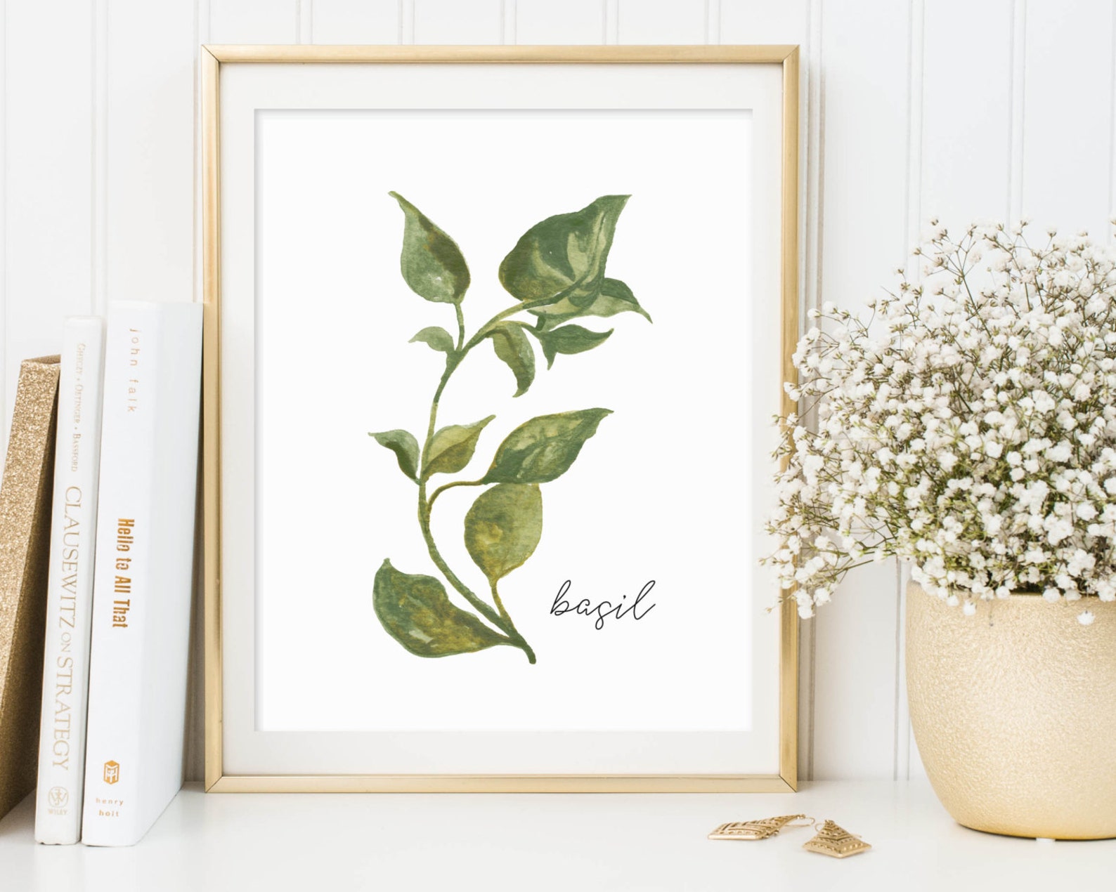 Herbs Printable Basil Printable Herbs Wall Art Herbs Print Etsy