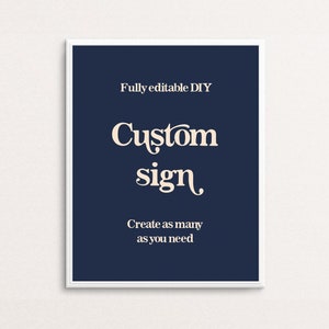 Custom Retro Wedding Sign Template, Instant Download, Self-Editable Sign, Vintage Wedding Signs, Navy Rustic Printable Sign, Templett, C54