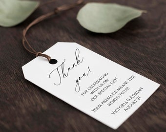 Classic Thank You Tag Template, 100% Editable, Wedding Thank You Tag Printable, Calligraphy Thank You Tag, Instant Download, Templett, C34