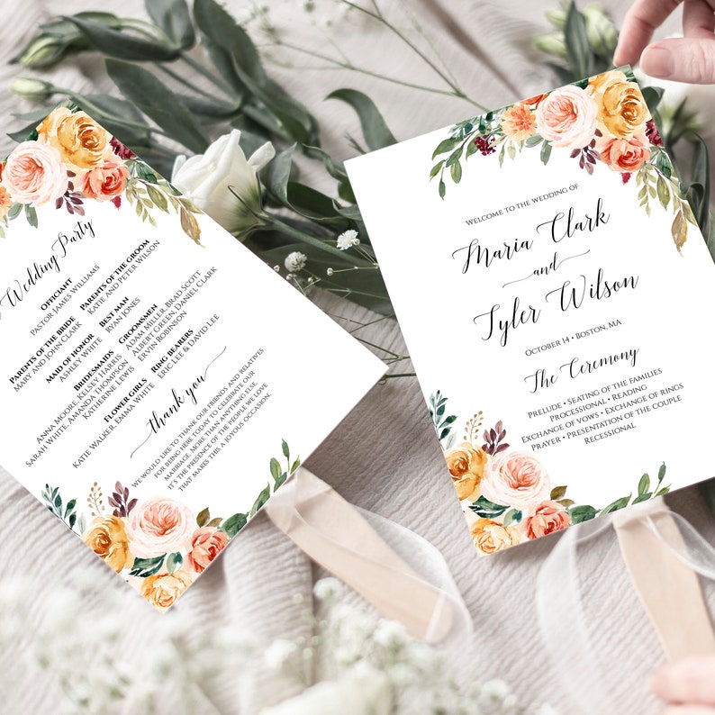 Editable Fan Program Template Download Printable Ceremony Etsy