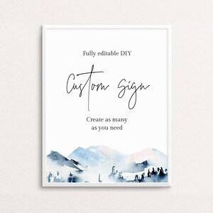 Custom Mountain Wedding Sign Template, Self-Editable Sign, Printable Outdoor Wedding Signs, Woodland Sign, Pine Tree Wedding, Templett, C47