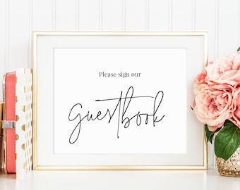 Please Sign Our Guestbook Sign Modern Wedding Guestbook Printable Minimalist Guestbook Sign Minimalist Wedding Decor Simple Templett, C46