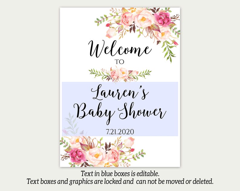 Welcome To Baby Shower, Baby Shower Welcome Sign Template, Baby Shower Sign, Printable Welcome Sign, Welcome Sign, Boho Chic Signs, C1 image 2