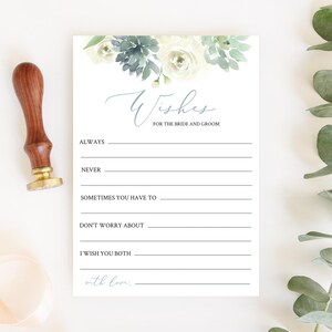 Deseos editables para los novios, tarjeta de consejos para bodas imprimible, plantilla de deseos para los recién casados, juego de despedida de soltera, Templett, C15
