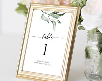 Foliage Wedding Table Number Template, Instant Download, Editable Table Numbers, Printable Table Number Cards, Banquet Numbers, Templett C38