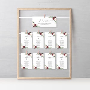 Wedding Seating Chart Template, Fully Editable Seating Cards, Seating Chart Sign, Seating Chart Template, Instant Download, Templett, C6 image 2