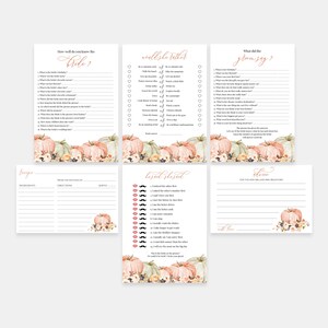 Lot de jeux nuptiales d&#39;automne, jeux nuptiales modifiables, jeu de citrouilles imprimable en téléchargement, jeu de douche de mariage, Templett, C44