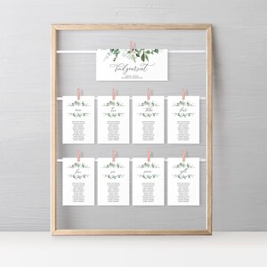 Greenery Seating Chart Template, Editable Seating Cards, Seating Chart Sign, Wedding Seating Chart Template, Instant Download Templett C39 image 2