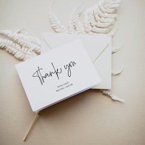 Modern Thank You Card, Simple Thank You Note, Wedding Thank You, Editable Thank You Card, Minimalist Thank You Card Template, Templett, C67