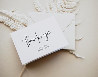 Modern Thank You Card, Simple Thank You Note, Wedding Thank You, Editable Thank You Card, Minimalist Thank You Card Template, Templett, C67