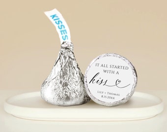 Minimalist Hershey Kiss Sticker Wedding Hershey Kiss Label Template Editable Wedding Favor Modern Bridal Shower Favor Printable Templett C82