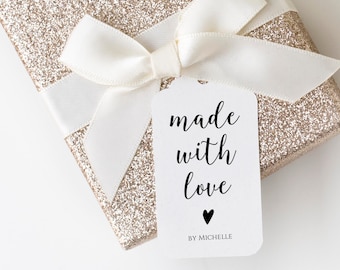Rustic Made With Love Tag Template, Editable Made With Love Favor Tag, Printable Gift Tag, Small Business Tag, Instant Download, Templett