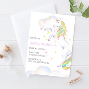 Unicorn Birthday Invitation Template, Instant Download, 100% Editable, Templett, Printable Unicorn Invitation, Kids Birthday Invitation,