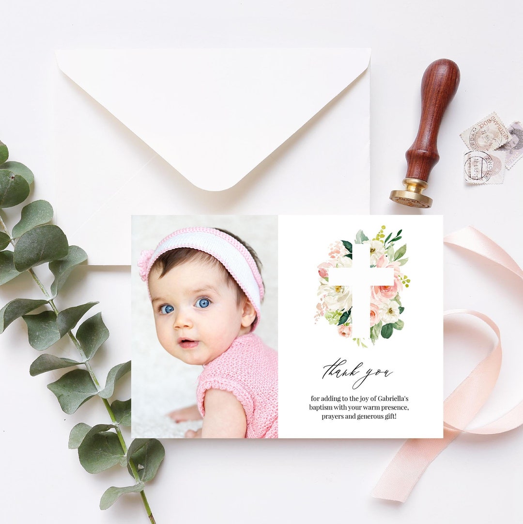 Baptism Thank You Card Template, Instant Download, Thank You Cards