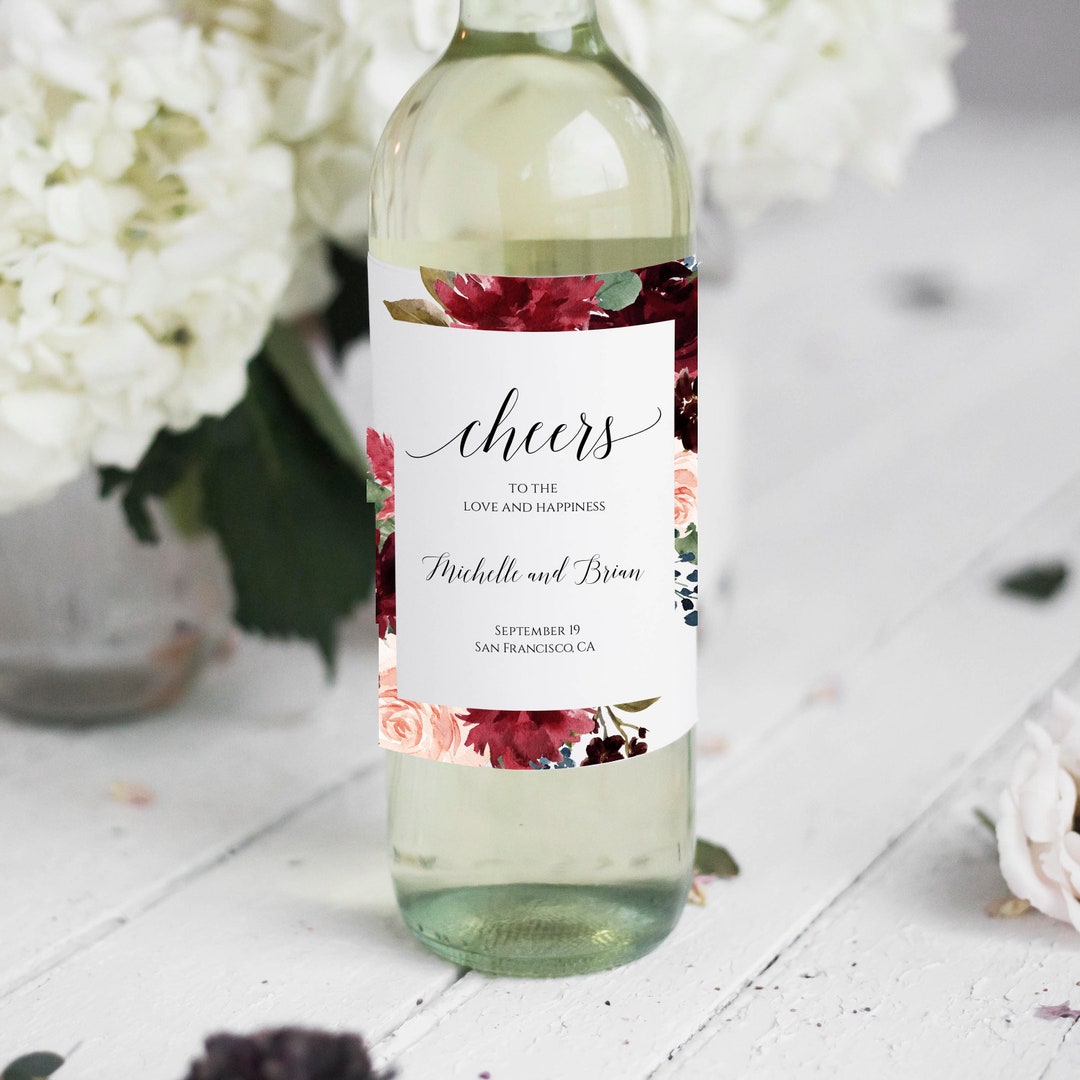 Wedding Wine Label Template, Instant Download, Editable Cheers to Love ...