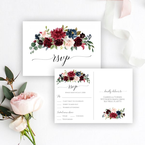 RSVP Postcard Template, Instant Download, Printable RSVP Postcard, Wedding Rsvp Postcards, Response Card Template, Editable Rsvp Templett C6