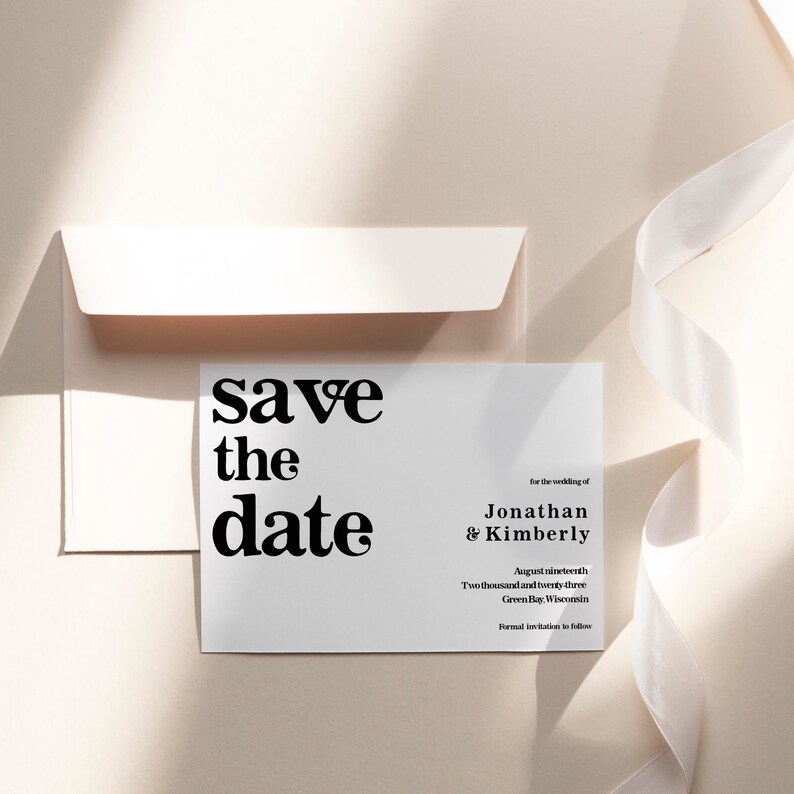 Editable Save The Date Template Download, Vintage Save The Date Cards, Printable Save Our Date Simple, Minimalist Save The Day, Templett image 1