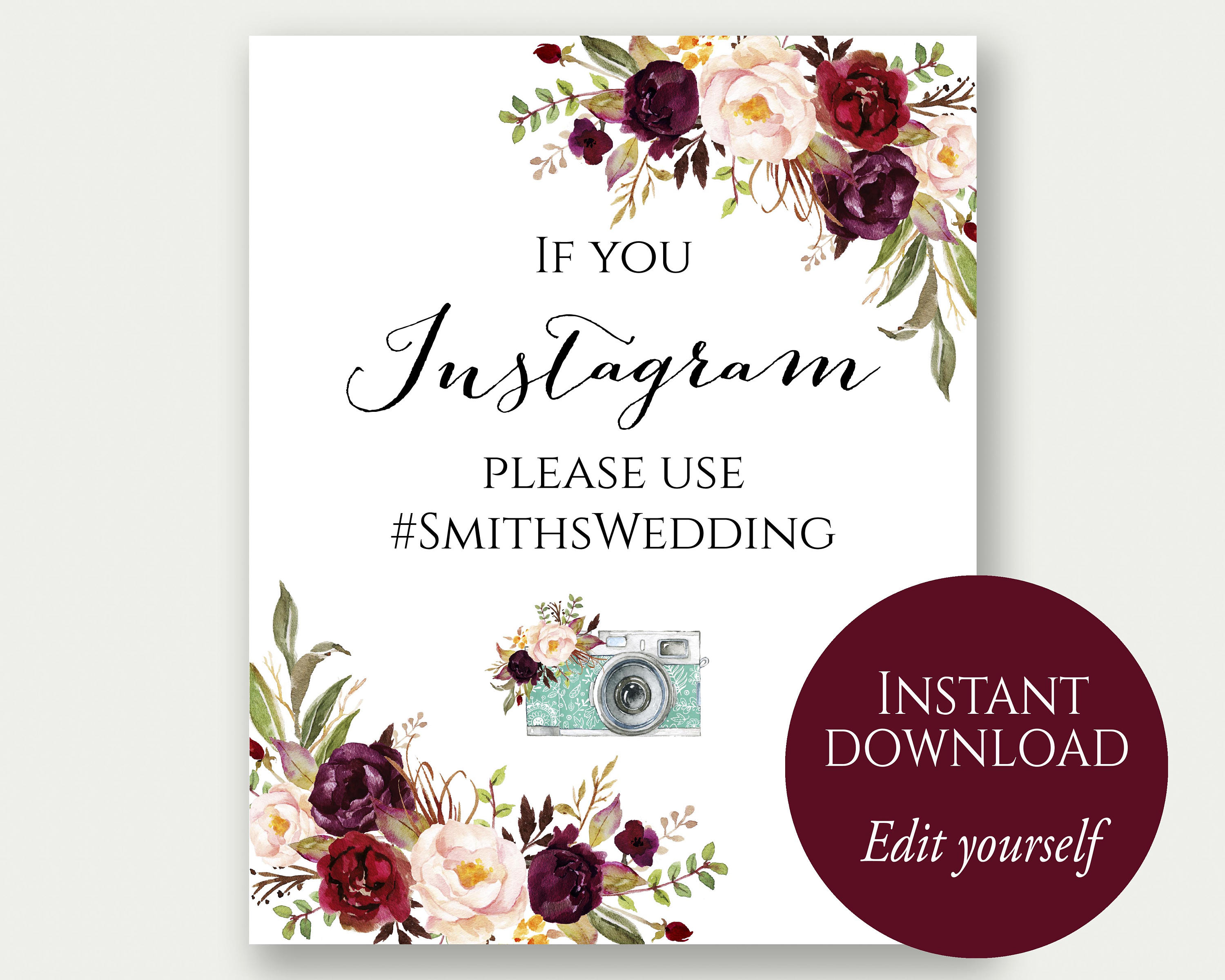 Instagram Wedding Sign If You Instagram Sign Instagram | Etsy