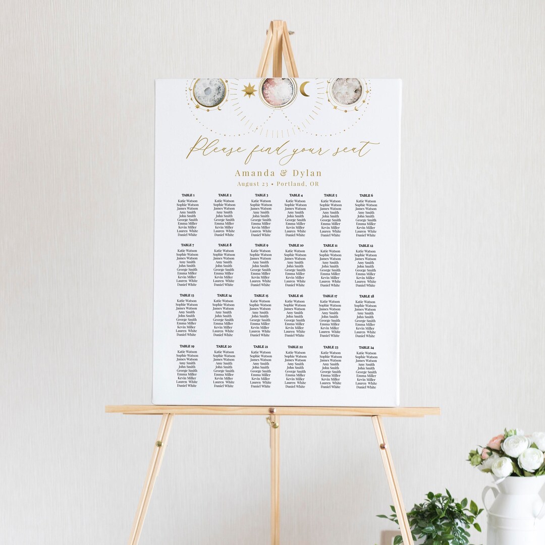 Celestial Seating Chart Template, Wedding Seating Chart Board Universe