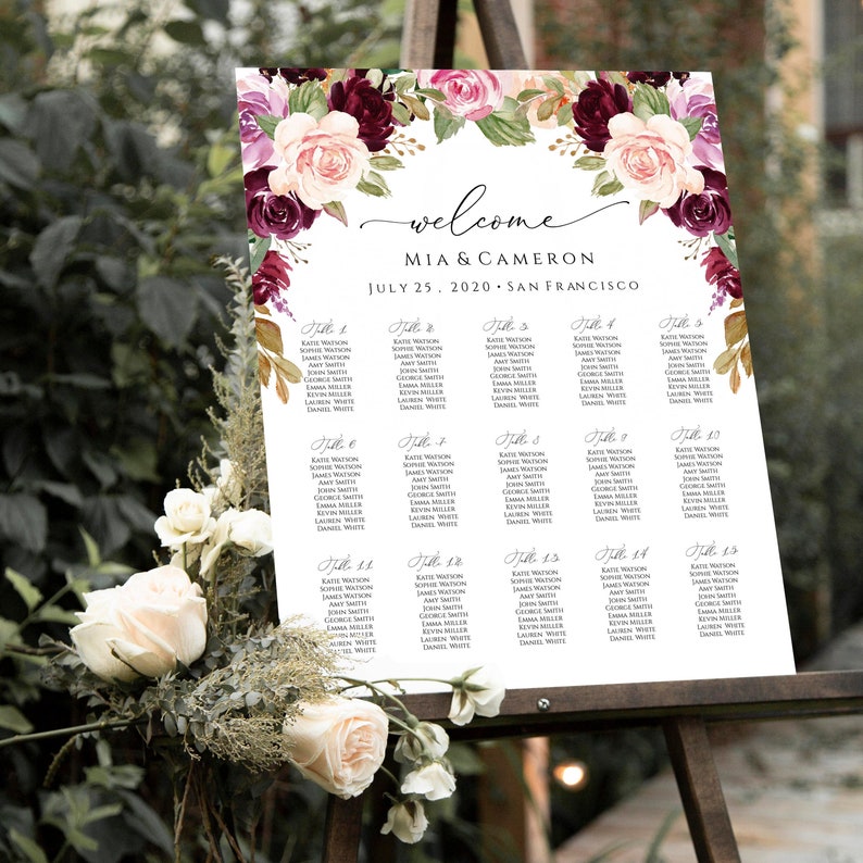 Editable Seating Chart Poster Printable Seating Chart Template Large Seating Plan Editable Wedding Seating Chart Board Templett C29