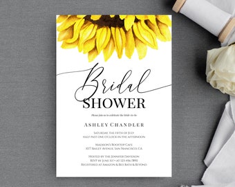 Sunflower Bridal Shower Invitation Template, Instant Download, Printable Bridal Shower Invite Rustic, Editable Invitation, Templett, C32