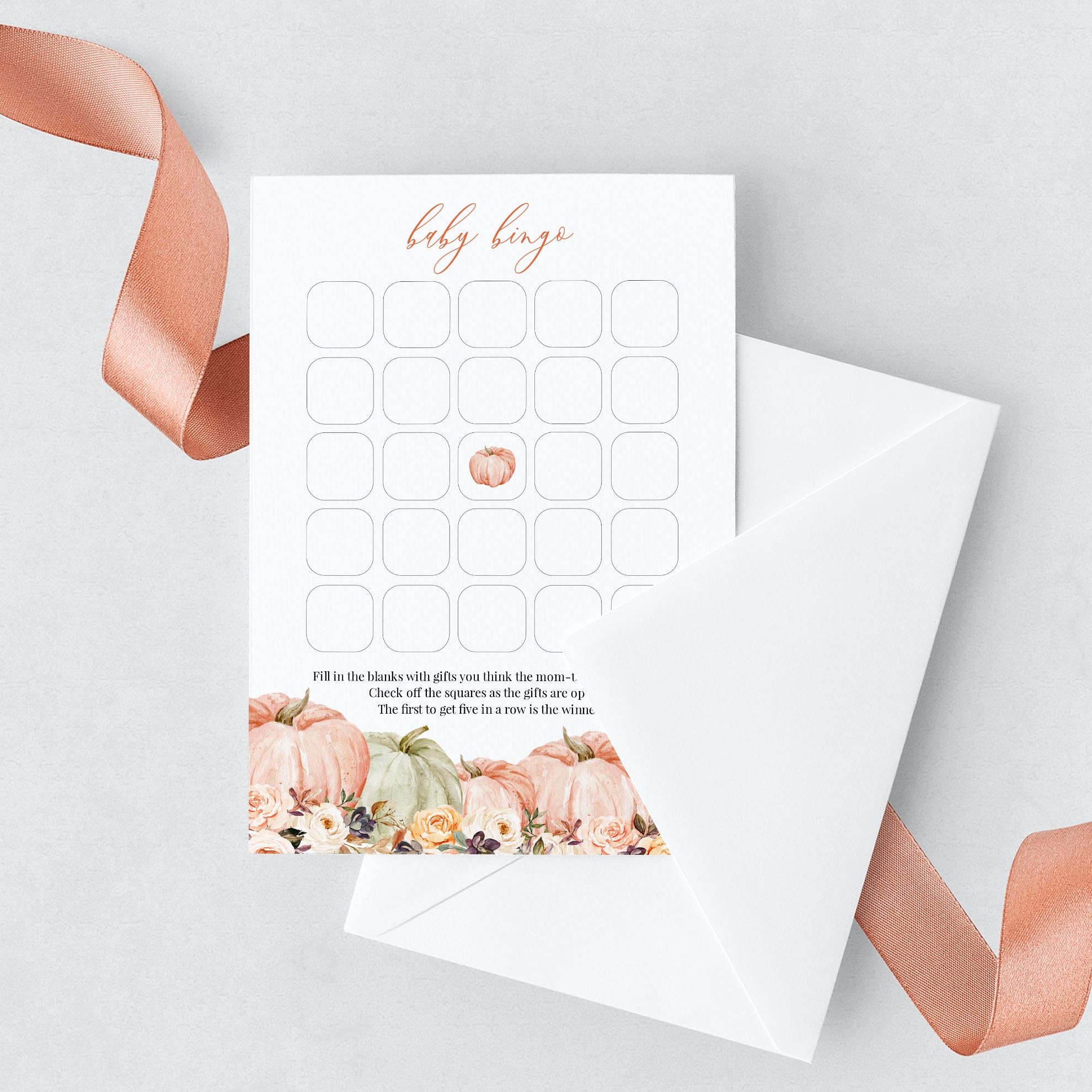 Pumpkin Baby Bingo Game Template Instant Download Editable - Etsy