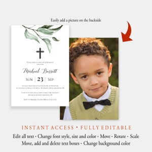 Printable Baptism Invitation Template, Editable Boy Baptism Invitation ...