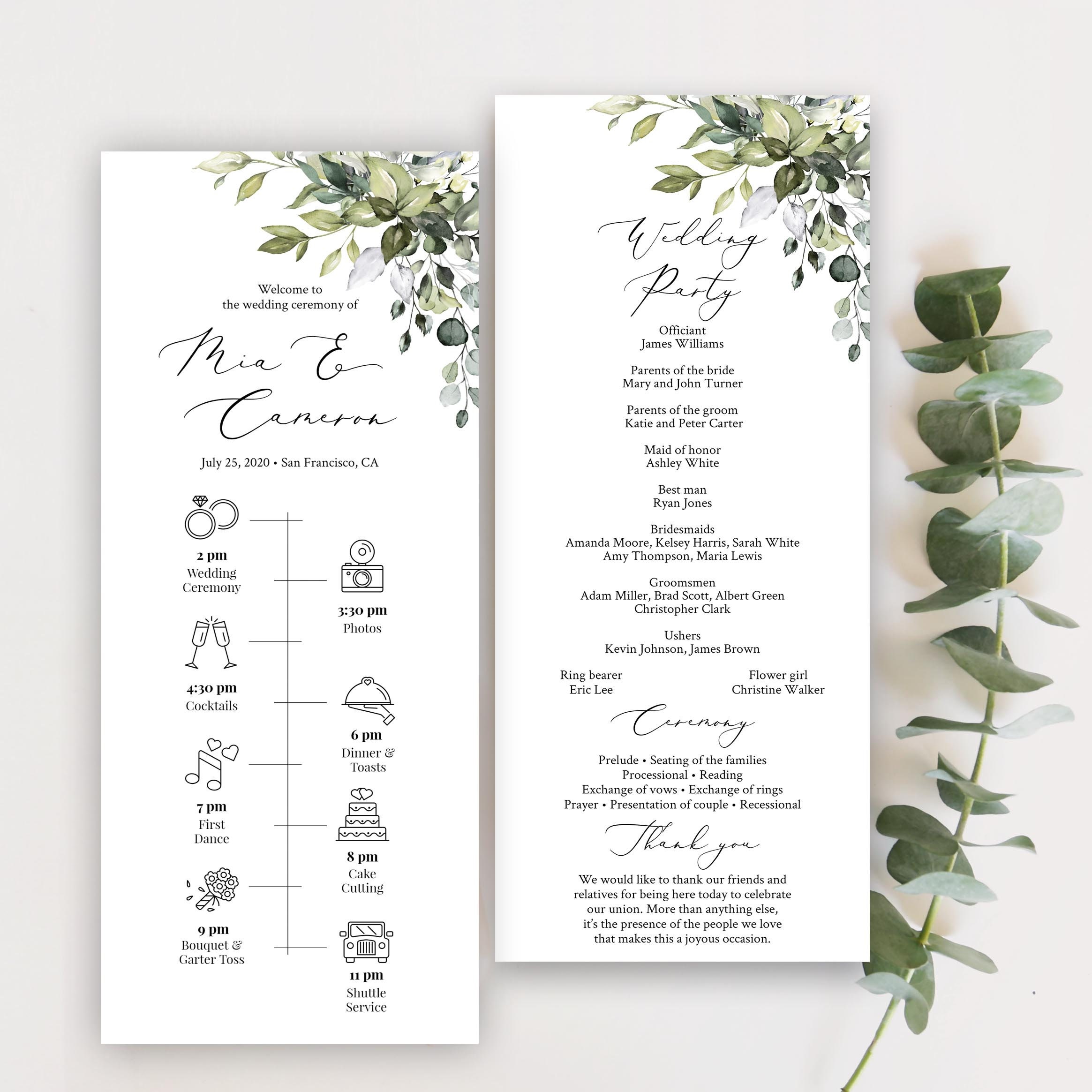 Wedding Timeline Program