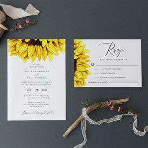 Sunflower Wedding Invitation Template, 5 Piece Set, Editable Wedding Invitation Suite, Printable Rustic Wedding Invitation Set, Templett C32 image 4