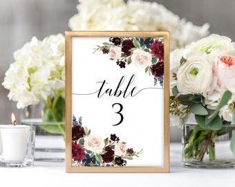 Table Number Template, Instant Download, Fully Editable Wedding Table Numbers, Printable Table Number Cards, Banquet Numbers, Templett, C6