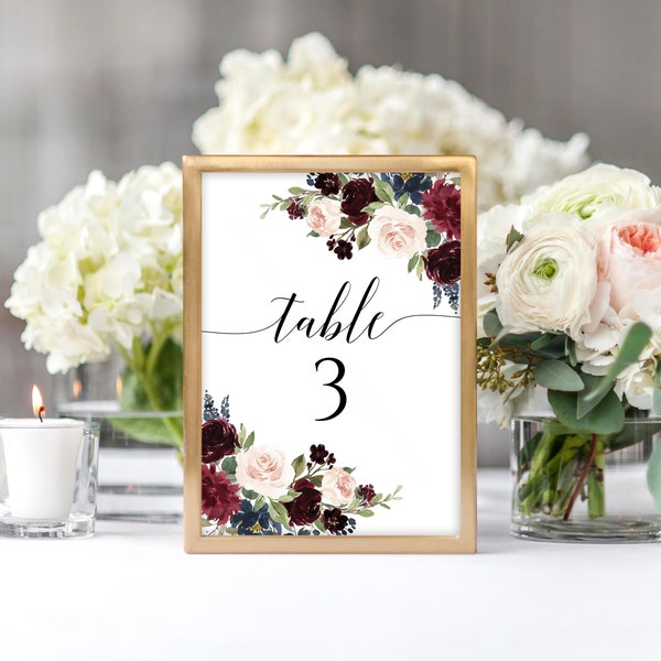 Table Number Template, Instant Download, Fully Editable Wedding Table Numbers, Printable Table Number Cards, Banquet Numbers, Templett, C6