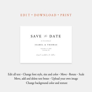 Save The Date Template Download, Entièrement modifiable, Formal Save The Date Cards Landscape, Classic Save The Date Template Printable Templett C89 image 4