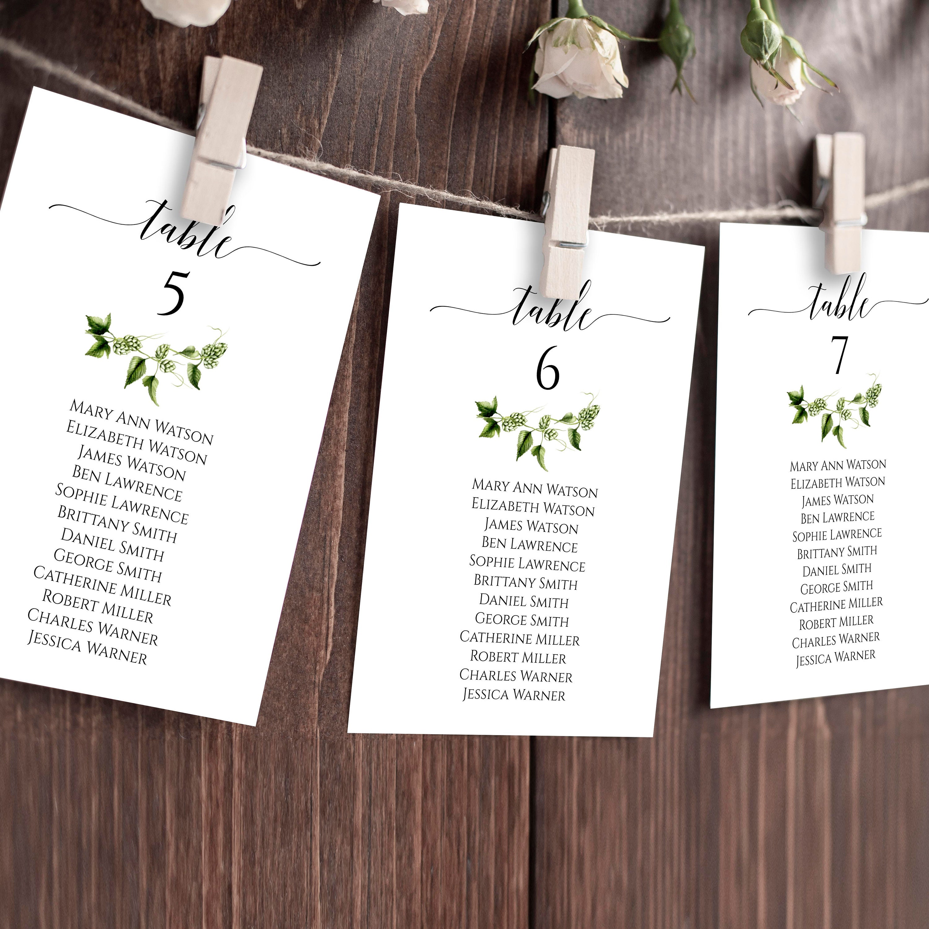 Greenery Wedding Seating Chart Template Editable Seating Etsy