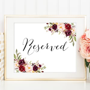 Reserved Sign, Reserved Signs For Wedding, Reserved Table Sign, Reserved Weding Sign, Reserved Lanscape, Reserved Seating Sign, Marsala