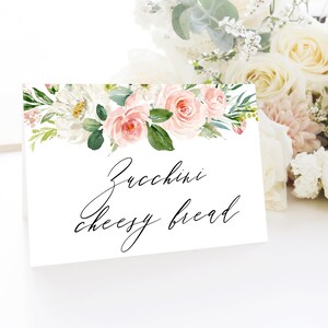 Schede buffet, 100% modificabili, cartello buffet stampabile, scheda buffet Blush, cartello buffet modificabile, download immediato, scheda tenda buffet, scheda cibo C9