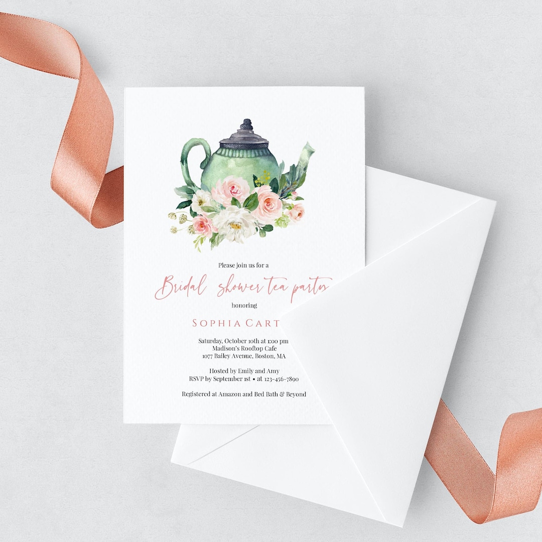 Editable Bridal Shower Tea Party Invitation, Instant Download, Printable Invite With Teapot ...