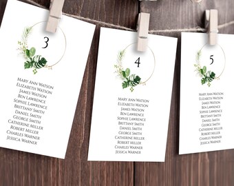 Tropical Seating Chart Template, Editable Seating Cards, Seating Chart Sign, Wedding Seating Chart Template, Instant Download Templett C36