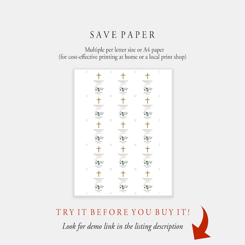 Puede incluir: Hoja imprimible con varios dise&ntilde;os de una cruz con detalles florales y el texto "Dios hizo el mundo hermoso, pero t&uacute; lo haces maravilloso." El texto "Save Paper" est&aacute; en la parte superior de la hoja. El texto "&iexcl;Pru&eacute;balo antes de comprarlo! Busca el enlace de demostraci&oacute;n en la descripci&oacute;n del listado" est&aacute; en la parte inferior de la hoja.