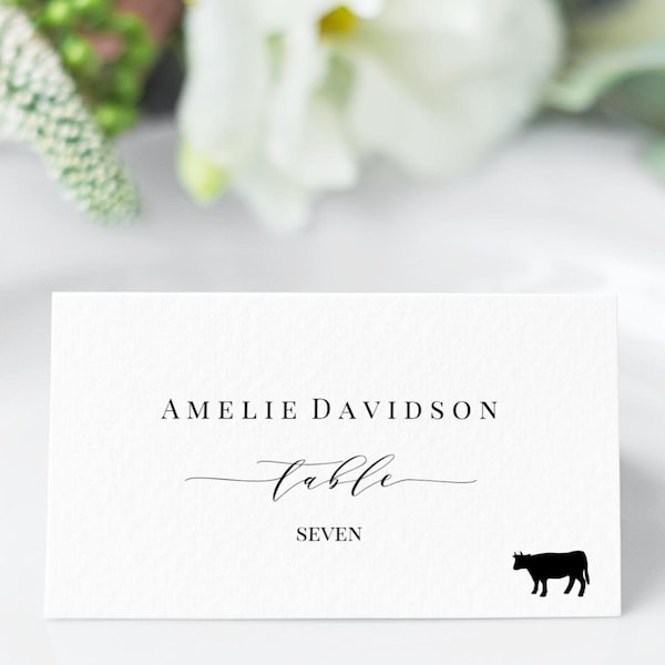 Wedding Place Card Template Editable Seating Instant Download Printable Design Calligraphy Name Tag Reception Table Marker Folded Tent Guest