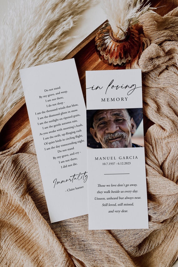 Funeral Bookmark Template Editable Memorial Bookmark Funeral Keepsake Memorial Favor Funeral Card Celebration Of Life Bookmark Templett, C94