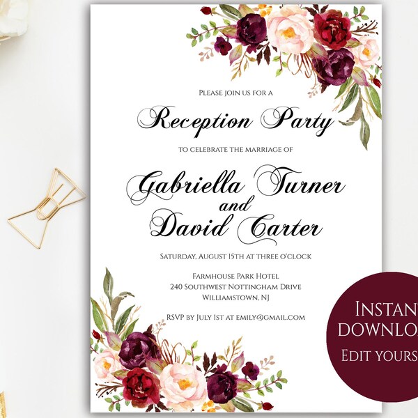 Marsala Wedding - Etsy