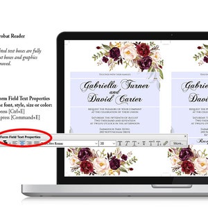 Printable Wedding Invitation, Marsala Wedding Invitation, Editable Wedding Invite, Instant Download, Invite Printable, Editable Template image 4