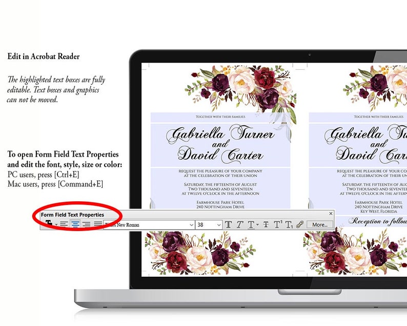 Printable Wedding Invitation Marsala Wedding Invitation - Etsy