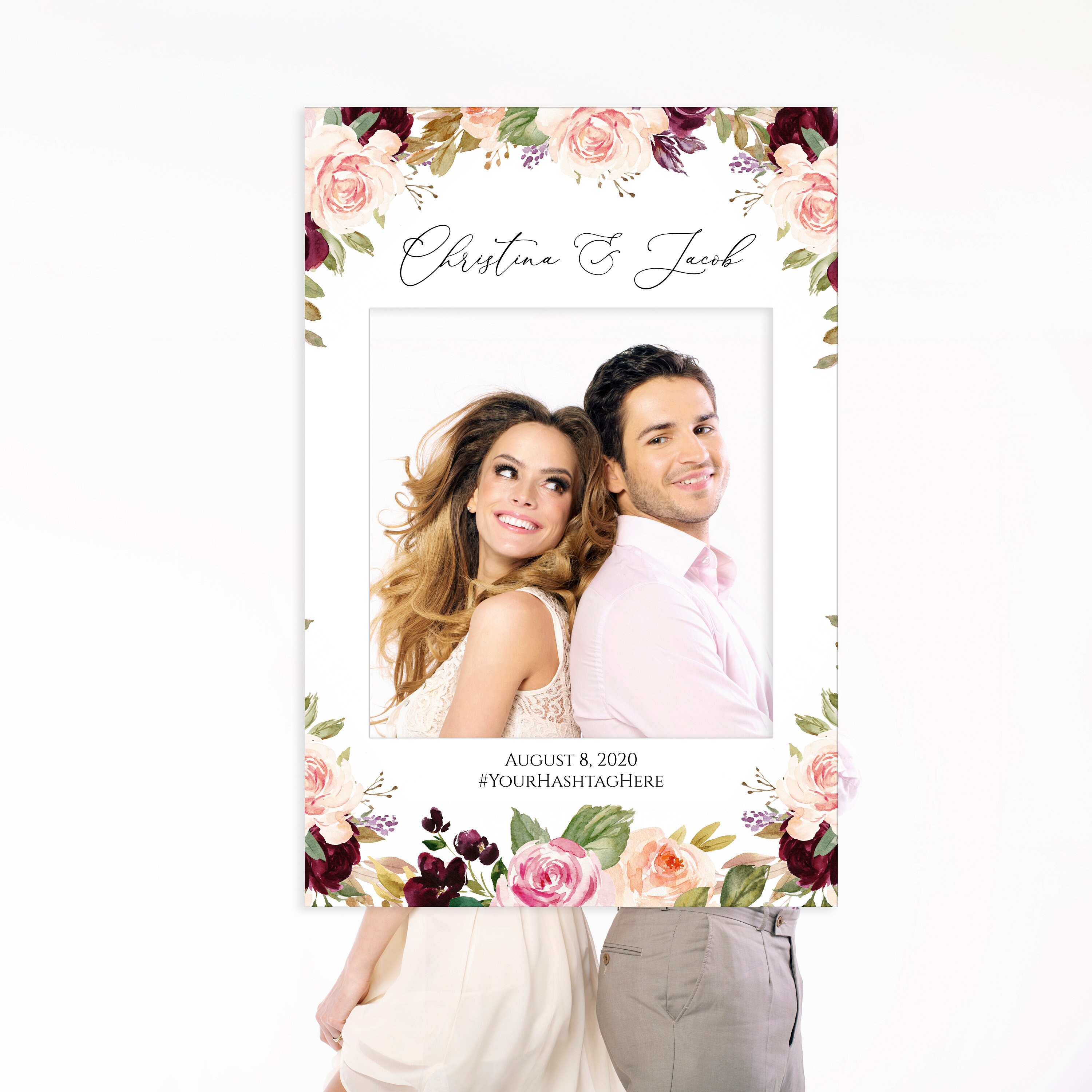 Boho Wedding Photo Prop Instant Download Printable Photo Frame Prop Editable Social Media Frame Floral Photo Booth Frame