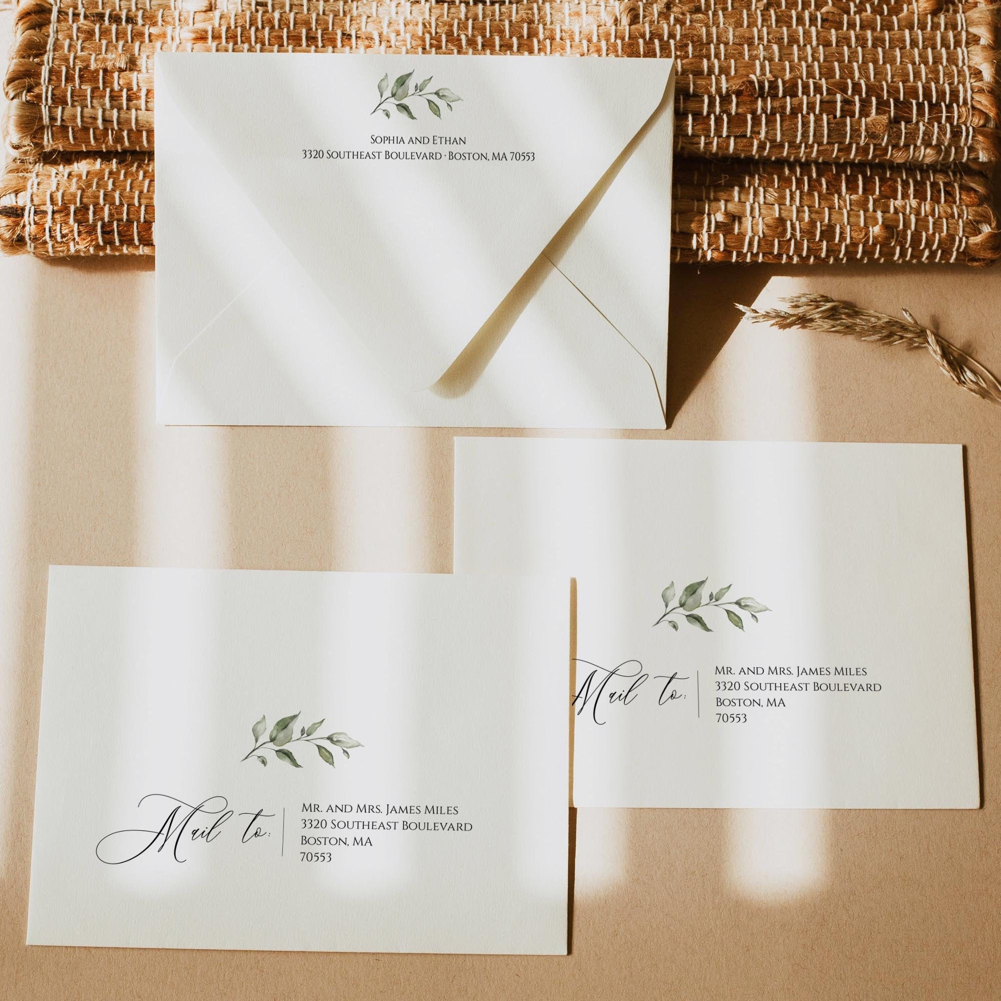 Foliage Envelope Address Template, Greenery DIY Editable Envelope Template, Printable Return Address Template Download, A1, A7, Templett C41