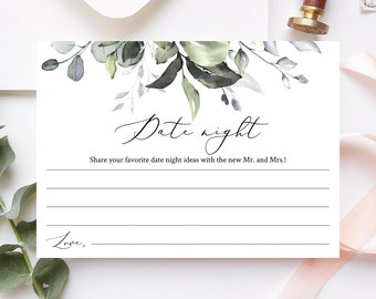 Editable Date Night Cards, Printable Date Night Idea Cards, Couples Shower Date Night Cards, Date Jar, Bridal Shower Game Cards Templett C12