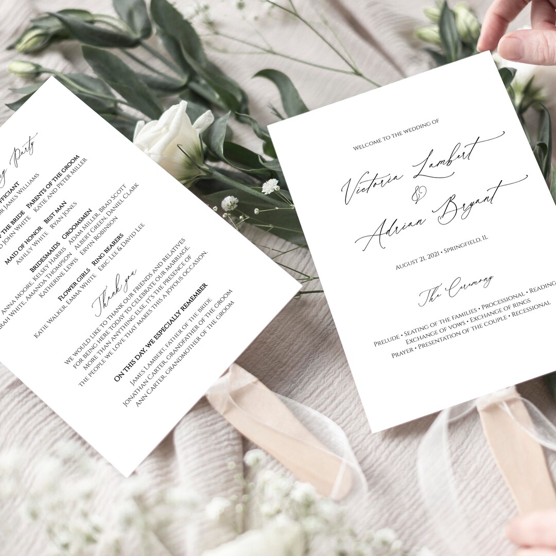 Classic Fan Program Template, Printable Ceremony Template, Editable ...