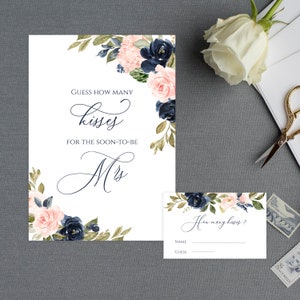 Guess How Many Kisses For The Soon To Be Mrs, Instant Download, Editable Bridal Shower Game Template, Wedding Shower Game, Templett, C24