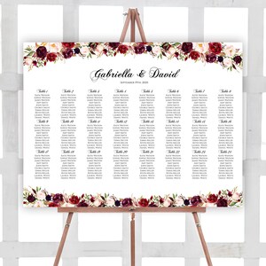 Seating Chart, Landscape Seating Chart, Seating Chart Poster, Seating Chart Board, Floral Seating Chart, Seating Plan, Seating List, Marsala
