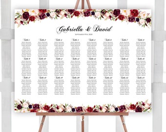 Seating Chart, Landscape Seating Chart, Seating Chart Poster, Seating Chart Board, Floral Seating Chart, Seating Plan, Seating List, Marsala